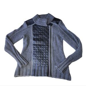 Nic + Zoe Knit Leather Moto Jacket Small